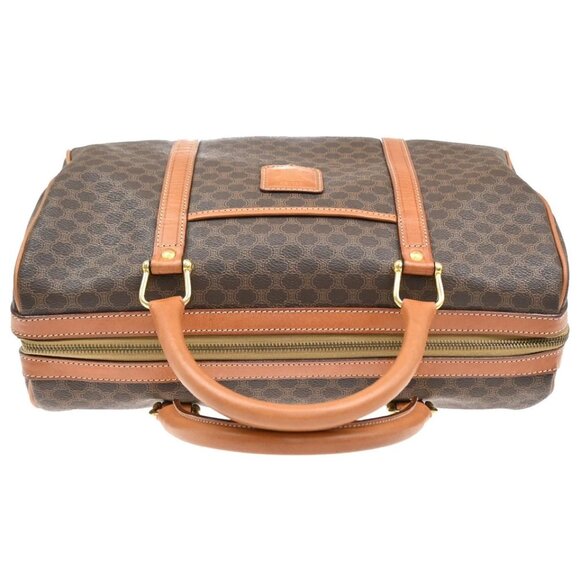 CELINE Macadam Pattern Boston Travel Bag PVC Leather Brown 268-082525 - Picture 5 of 15